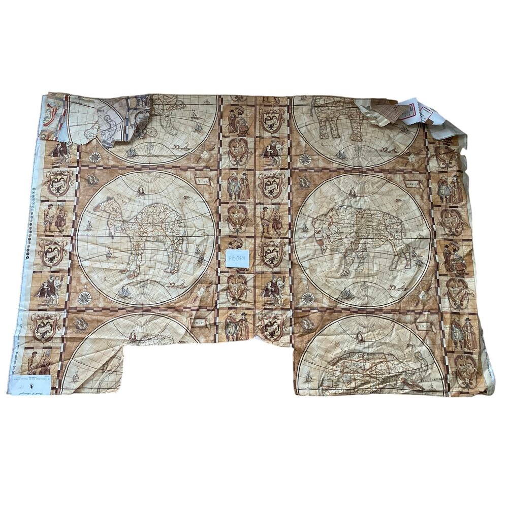 Brunschwig & Fils "Cartography"  fabric toile vintage swatch 31” x 54”